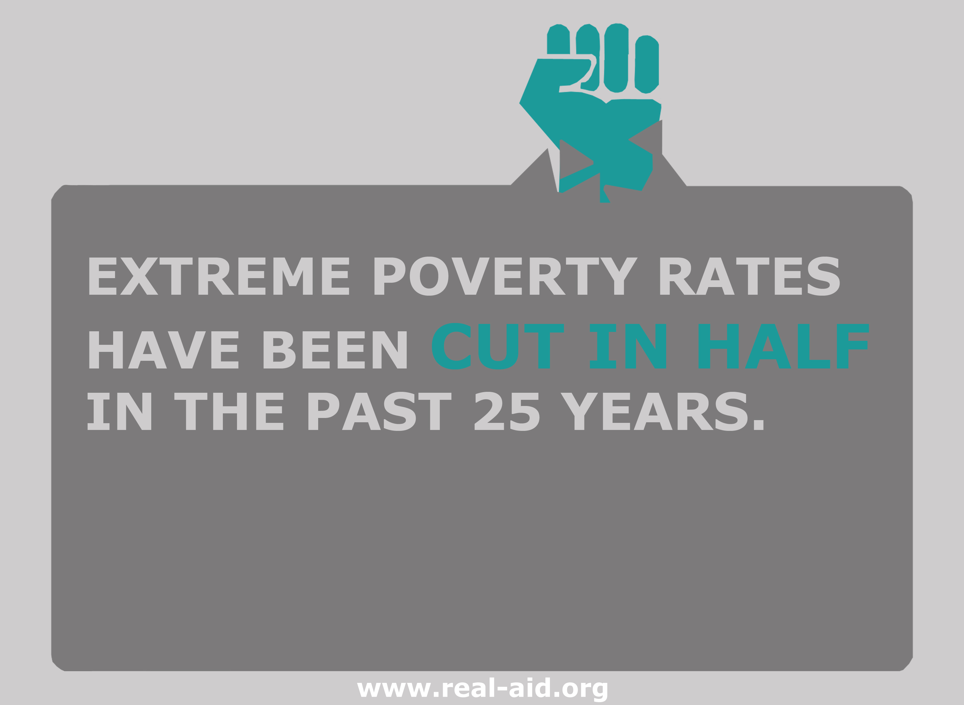 Real AId inforgraphic, extreme poverty rates have been cut in half in the past 25 years