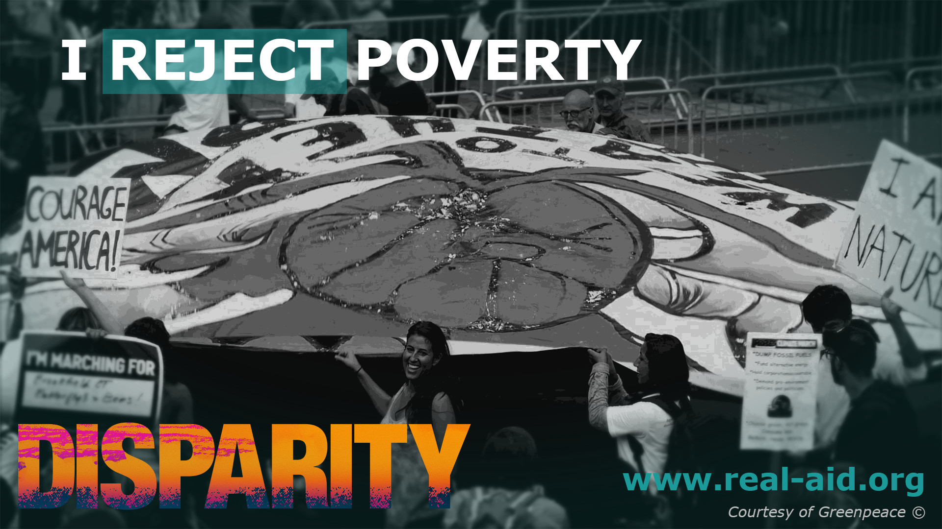 Protesters Image captioned I REJECT POVERTY